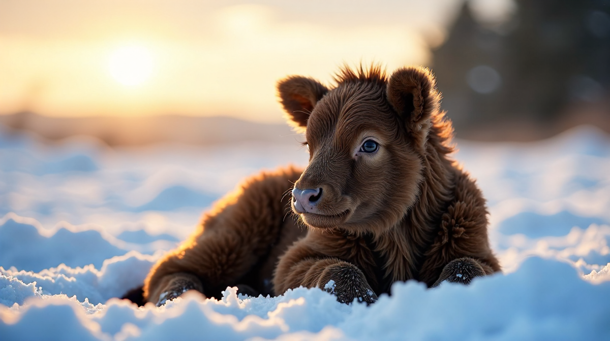 Unerwartete Geburt: Winterkalb, Galloway-Rasse, Amrum-Wunder